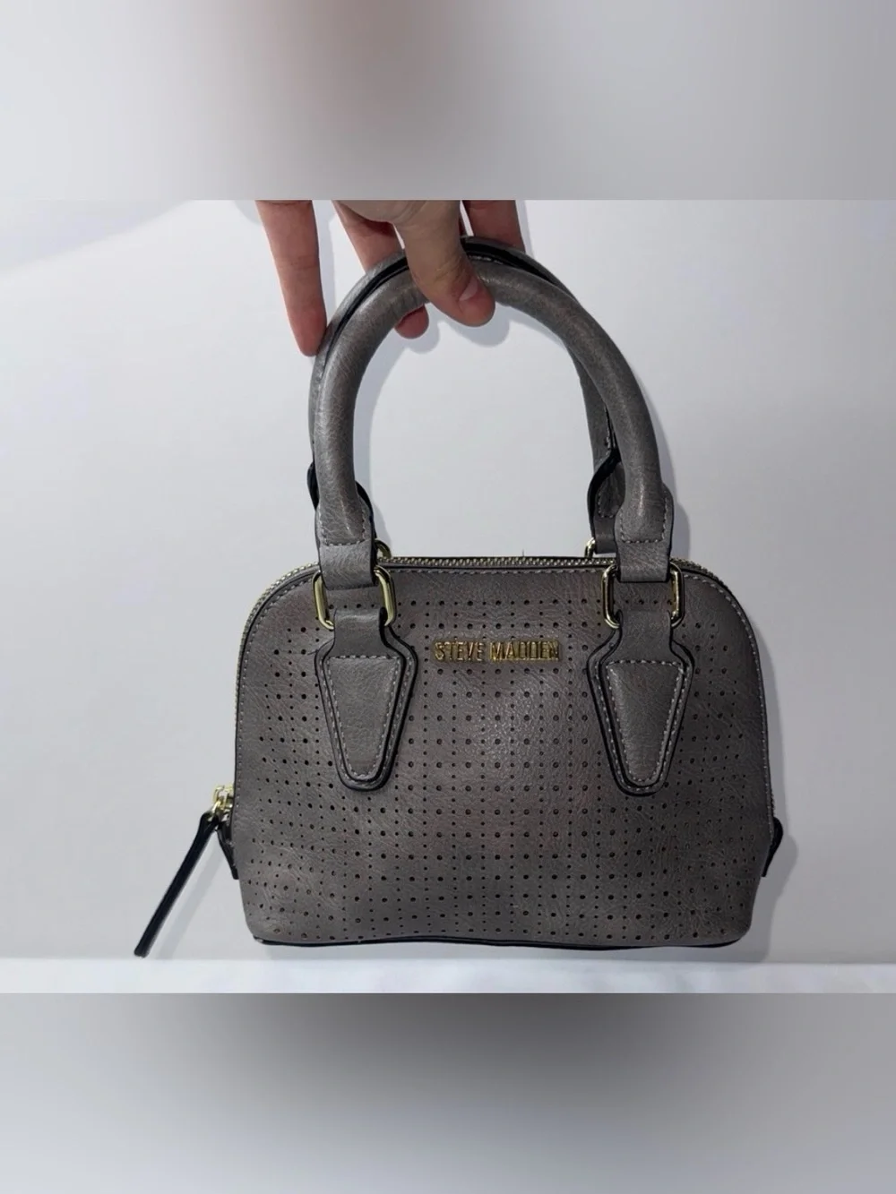Steve Madden Gray Perforated Dome Satchel